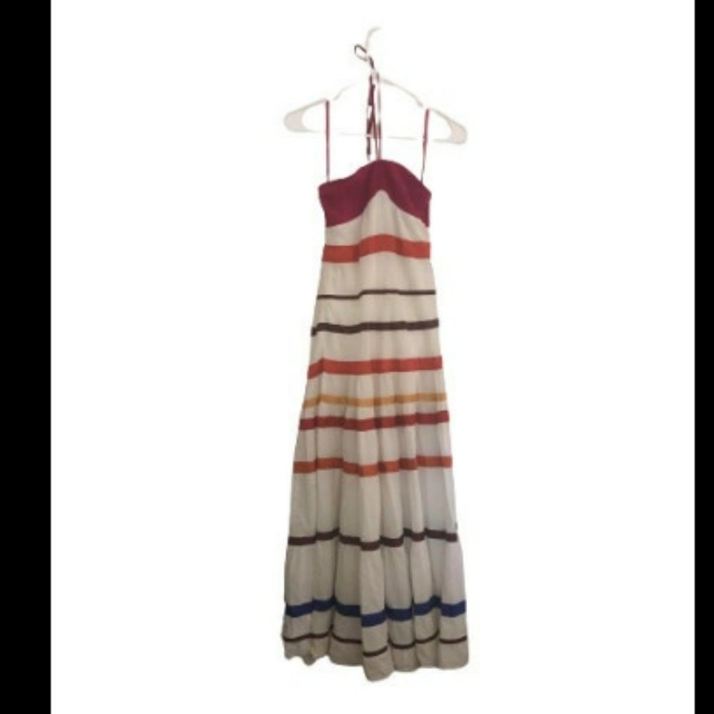 Striped Multicolor Halter Maxi Dress